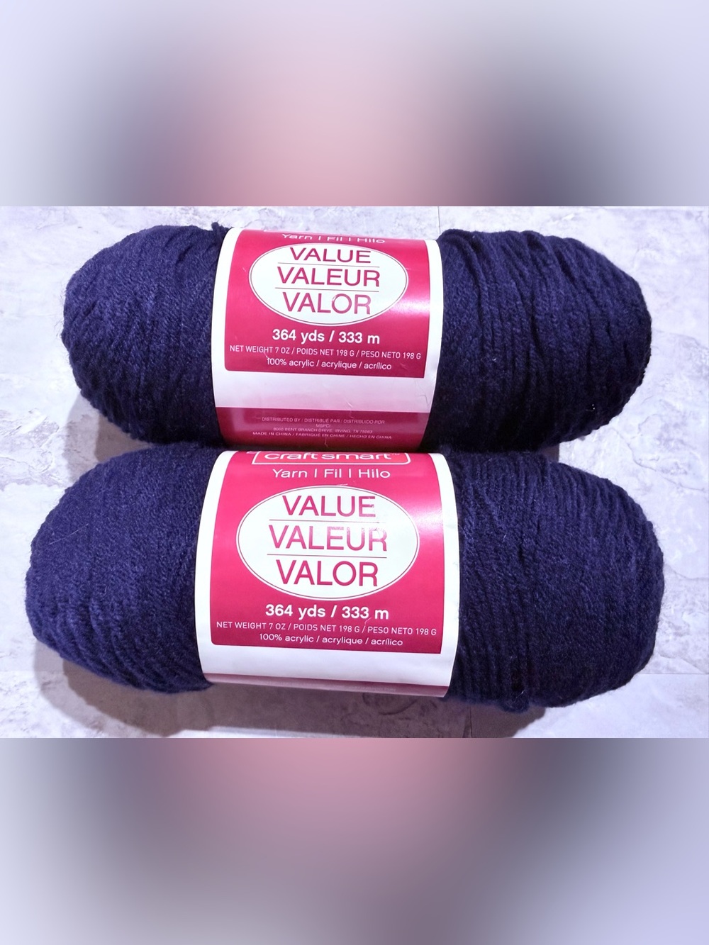 Lot of 2 Craft Smart Value Yarn Skeins – Medium 4 Worsted – Navy- 364 Yds Each,